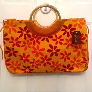 Burlap Orange/Yellow Tote Bag